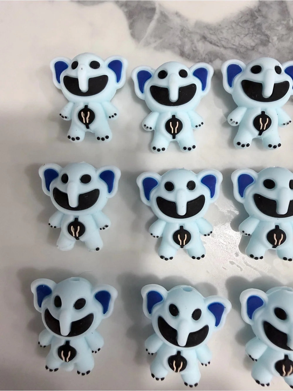 Poppy playtime Cute Light Blue Elephant Focal bead- Set of 15.